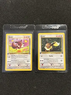 (2) 1st Edition Vintage Eevee Pokemon Cards Jungle 51/64 Rocket 55/82 Both NM - Image 1