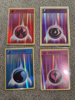 Holo Energy Fire Water Fairy Psychic Pokemon Evolutions NM - Image 1