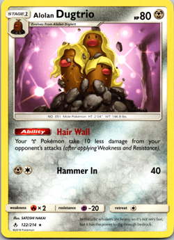 Alolan Dugtrio 122/214 - Unbroken Bonds - Rare - Non-Holo - Near Mint - Pokemon - Image 1