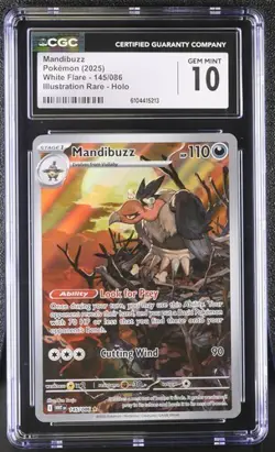 Mandibuzz IR HOLO #145/086 - 2025 Pokemon WHT White Flare CGC Gem Mint 10 - Image 1