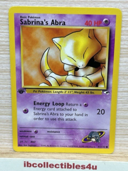 Pokemon Card TCG Sabrina's Abra Gym Heroes 91/132 Regular 1st Edition Common NM - Image 1