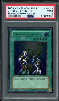 2005 Yu-Gi-Oh! TLM-EN037 1st Edition Ultimate Rare Card of Sanctity - PSA 9 MINT - Image 1