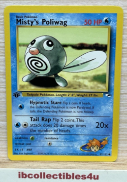 2000 Pokemon Card Gym Heroes 1st Edition Misty s Poliwag #87/132 wotc Vintage NM - Image 1