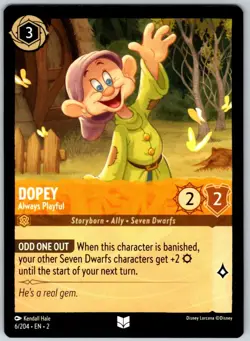 Dopey - Always Playful 6/204 Uncommon Rise of the Floodborn NM Lorcana Disney - Image 1