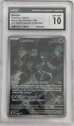 Pokemon CGC Gem Mint 10 Mewtwo 052 Scarlet & Violet Promo Card Holo Black Star - Image 1