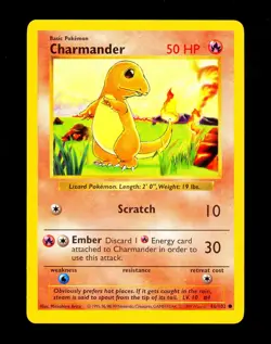 1999 Pokemon CHARMANDER Base Set SHADOWLESS Edition Non Holo Card 46/102 - MINT - Image 1
