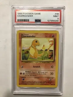 1999 Pokemon Charmander 046 Base Set Regular Unlimited PSA 9 MINT VINTAGE - Image 1