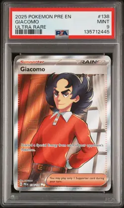 2025 POKEMON PRE EN-PRISMATIC EVOLUTIONS 138 GIACOMO ULTRA RARE PSA 9 - Image 1