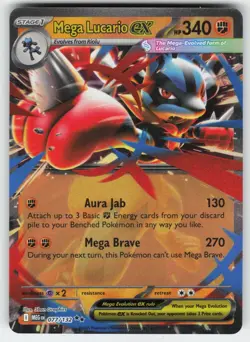 Mega Lucario ex 077/132 Double Rare Mega Evolution Pokemon Near Mint - Image 1