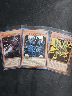 Yugioh Egyptian God Card Set Of 3 Prismatic Secret Rare Alt Art - Image 1