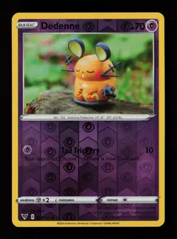 Dedenne 077/185 Reverse Holo Yuka Morii SWSH04: Vivid Voltage Pokemon Card - Image 1