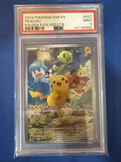 Pokemon TCG Pikachu 027 Promo Holo Black Star Paldea Evolved PSA 9 - Image 1