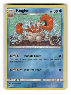 Kingler 47/214 Rare Unbroken Bonds Pokemon Reverse Holo Lightly Played - Image 1