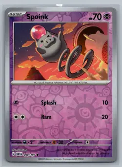 Spoink 90/197 Obsidian Flames Common Reverse Holo Pokemon TCG 2023 - Image 1