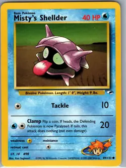 Misty's Shellder 89/132 Non Holo Gym Heroes - Pokemon Card - NM - Image 1