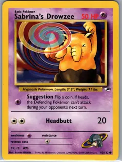 Sabrina's Drowzee 92/132 Non Holo Gym Heroes - Pokemon Card - NM - Image 1