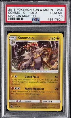 2018 POKEMON SUN & MOON DRAGON MAJESTY #54 KOMMO-O-HOLO PSA 10 - Image 1