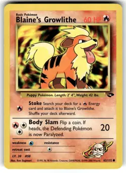 Pokemon Blaine's Growlithe 62/132 Common (NM) - Image 1