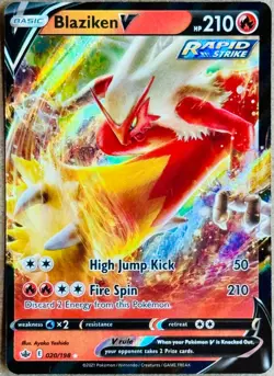 POKEMON TCG CHILLING REIGN BLAZIKEN V ULTRA RARE HOLO 020/198 NM+ - Image 1