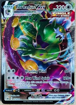 2021 POKEMON CHILLING REIGN TORNADUS VMAX FULL ART ULTRA RARE HOLO 125/198 NM+ - Image 1
