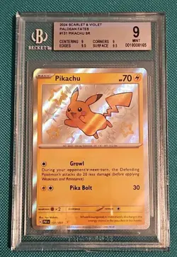 Pokemon Card TCG Pikachu Shiny 131/091 Sv Paldean Fates BGS 9 (HIGHEST 9) - Image 1