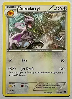 Aerodactyl 76/124 (LP) Rare XY Series: Fates Collide 2016 Pokemon Card TCG - Image 1
