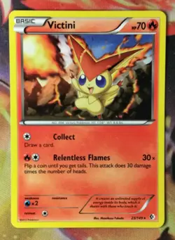 Victini 23/149 MP Rare 2012 Boundaries Crossed Black + White Pokemon Card - Image 1