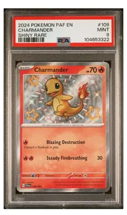 2024 POKEMON PAF EN-PALDEAN FATES SHINY RARE #109 CHARMANDER PSA 9 - Image 1