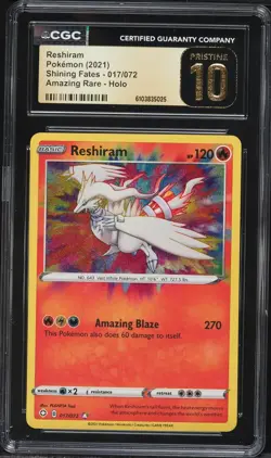CGC 10 Pristine - Reshiram Shining Fates 017/072 - Amazing Rare - Pokemon - Image 1