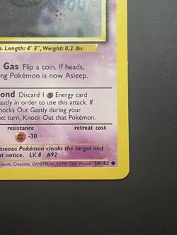 Gastly Base Set LP 1999-2000 UK 4th Print 50/102 Common Pokemon Card - Image 5