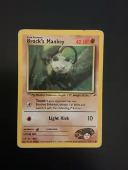Pokemon Brock’s Mankey Vintage Card Gym Heroes #67/132 Wotc 2000 - Image 1