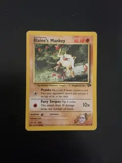 Pokemon Blaine’s Mankey Vintage Card Gym Challenge #63/132 Wotc - Image 1