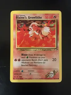 Pokemon Blaine's Growlithe (62) Gym Heroes vintage card #062/132 Wotc 2000 - Image 1