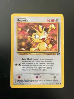 Pokemon Meowth Team Rocket vintage card #62/82 Wotc 2000 - Image 1