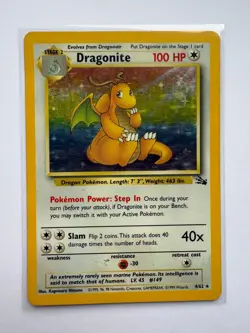 Pokemon TCG Dragonite 1999 Fossil Set Holo Rare Card #4/62 LP - Image 1