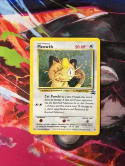 Pokemon TCG Meowth Holo Black Star Promo Card Vintage 2000 Gameboy #10 - Image 1