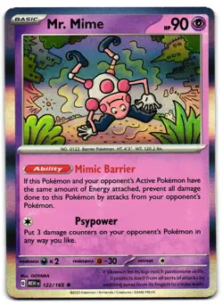 Mr. Mime 122/165 - 151 Rare Pokemon TCG Holo - M/LP Card - Image 1