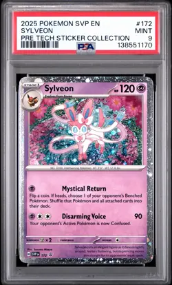 Pokemon Prismatic Evolutions Sylveon #172 Tech Sticker Collection Promo PSA 9 - Image 1