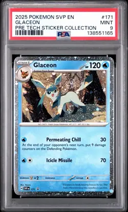 Pokemon Prismatic Evolutions Glaceon #171 Tech Sticker Collection Promo - PSA 9 - Image 1