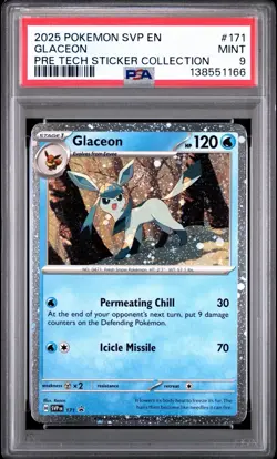 Pokemon Prismatic Evolutions Glaceon #171 Tech Sticker Collection Promo PSA 9 - Image 1
