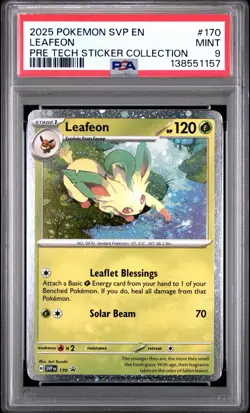 Pokemon Prismatic Evolutions Leafeon #170 Tech Sticker Collection Promo - PSA 9 - Image 1
