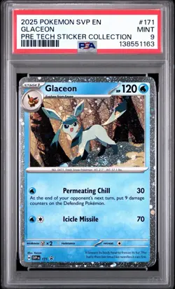 Pokemon Prismatic Evolutions Glaceon #171 Tech Sticker Collection Promo - PSA 9 - Image 1
