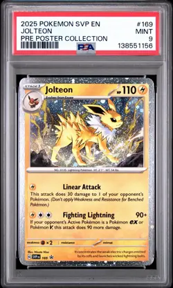 Pokemon Prismatic Evolutions Jolteon #169 Poster Collection Promo - PSA 9 - Image 1