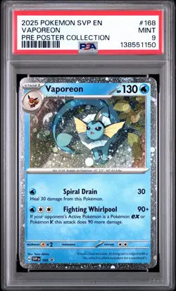Pokemon Prismatic Evolutions Vaporeon #168 Poster Collection Promo - PSA 9 - Image 1