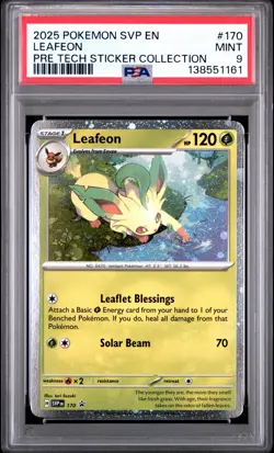 Pokemon Prismatic Evolutions Leafeon #170 Tech Sticker Collection Promo - PSA 9 - Image 1