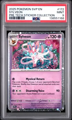 Pokemon Prismatic Evolutions Sylveon #172 Tech Sticker Collection Promo - PSA 9 - Image 1