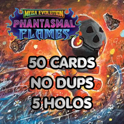 50 Pokemon Cards from Phantasmal Flames – 5 Holos/Reverse Holos – No Duplicates - Image 1