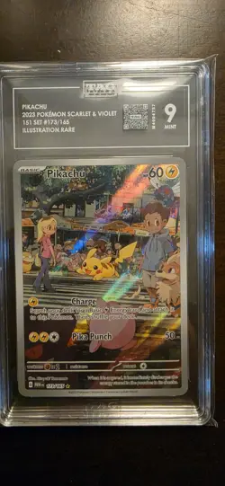 Pokemon Pikachu 173/165 Scarlet & Violet 151 Illustration Rare TAG 9 Holo 2023 - Image 1