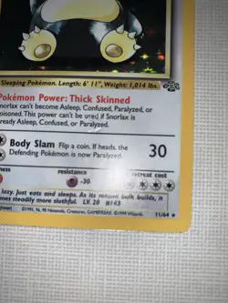 Snorlax 11/64 Holo Rare Jungle Pokemon Unlimited Holo Damaged - Image 4