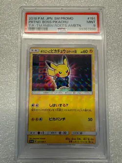 PSA 9 Pikachu Boss Pretend Team Rocket 191/SM-P Promo Japanese Pokemon Card 2018 - Image 1